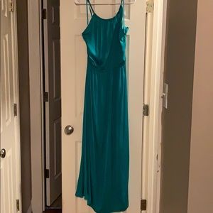 L long teal dress
